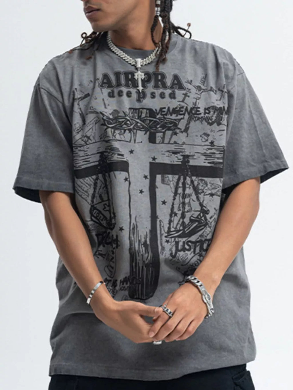 Men's Graphic Round Neck Short Sleeve T-Shirt