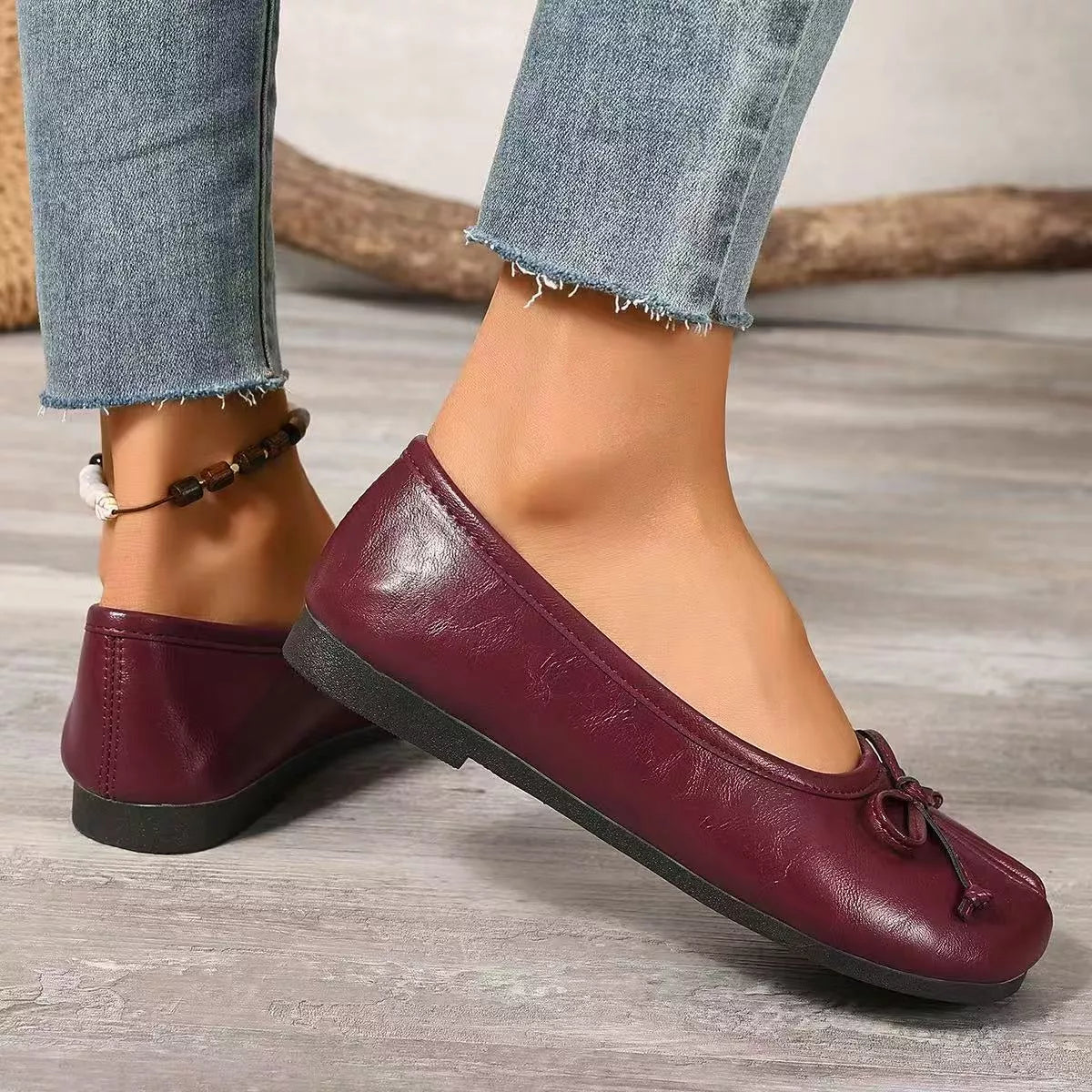 Bow Decor Split Toe Slip-Ons