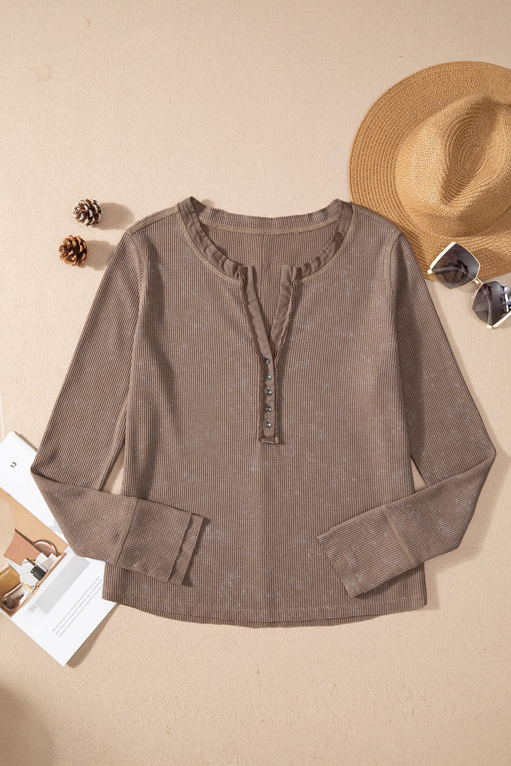 Button Detail Long Sleeve Top