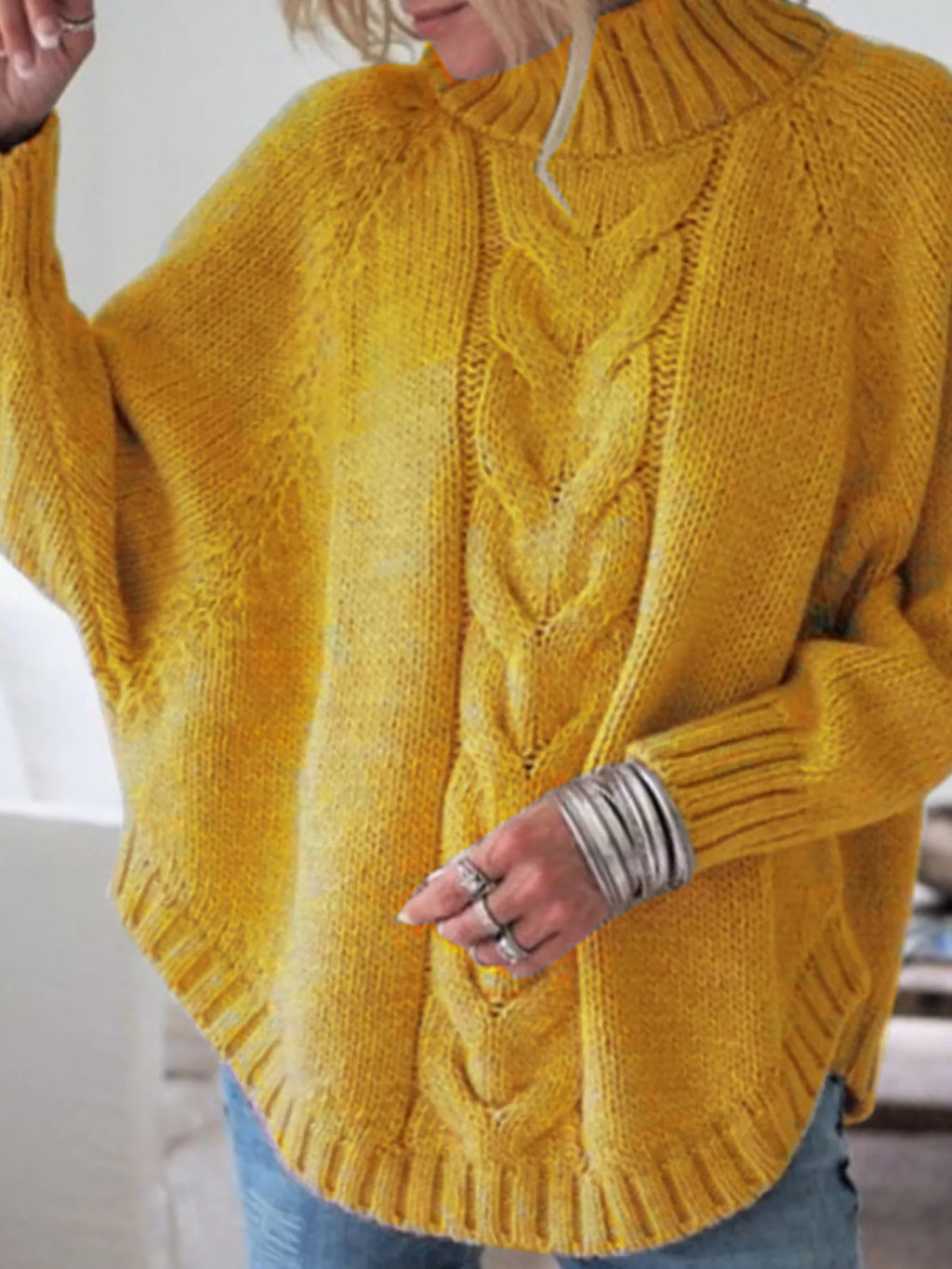 Cable-Knit Long Sleeve Sweater