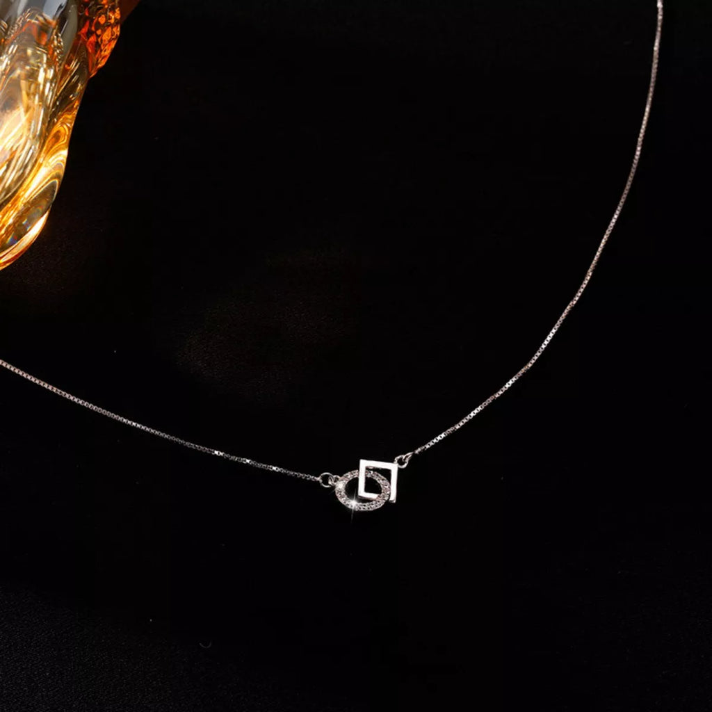 925 Sterling Silver Zircon Geometric Necklace