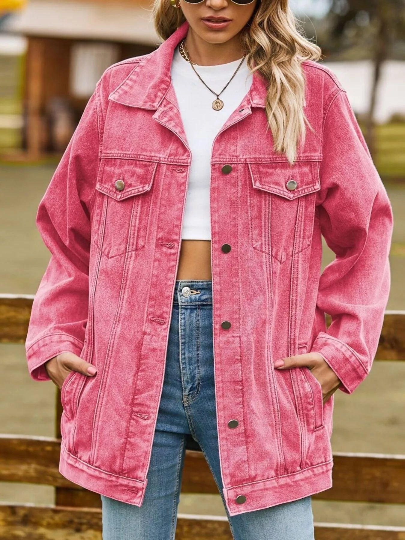 Button Down Washed Denim Jacket