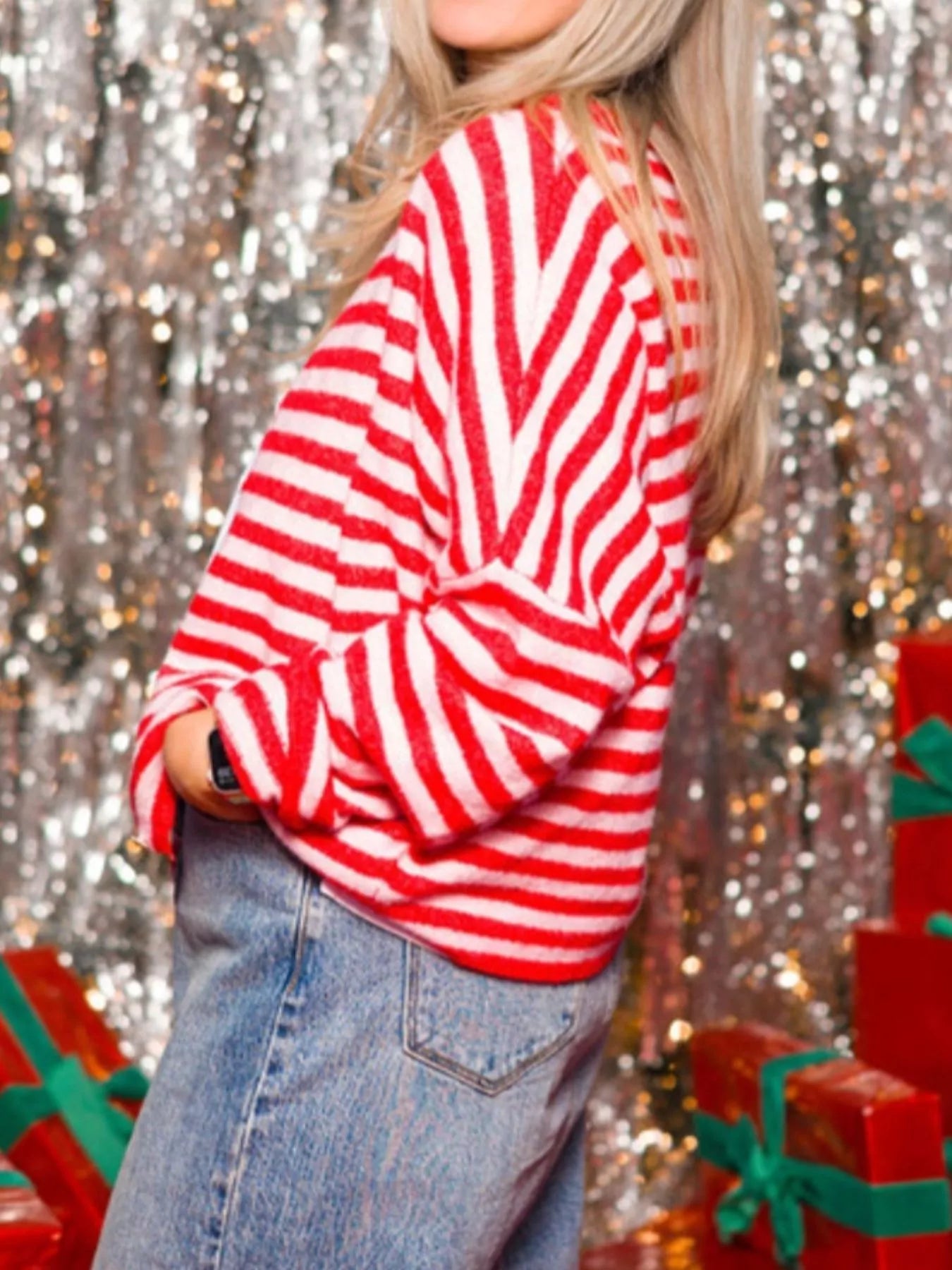Striped Button-Down Knit Cardigan