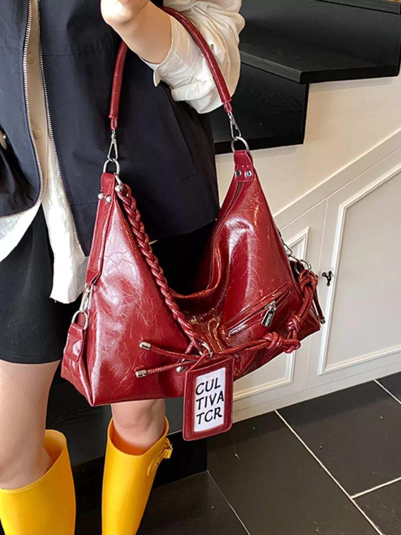 Vintage Braided Strap Shoulder Bag