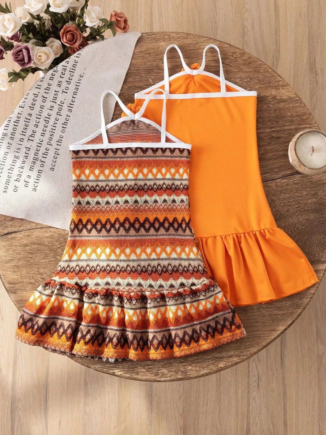 Children's Ruffled Hem Halter Neck Dress