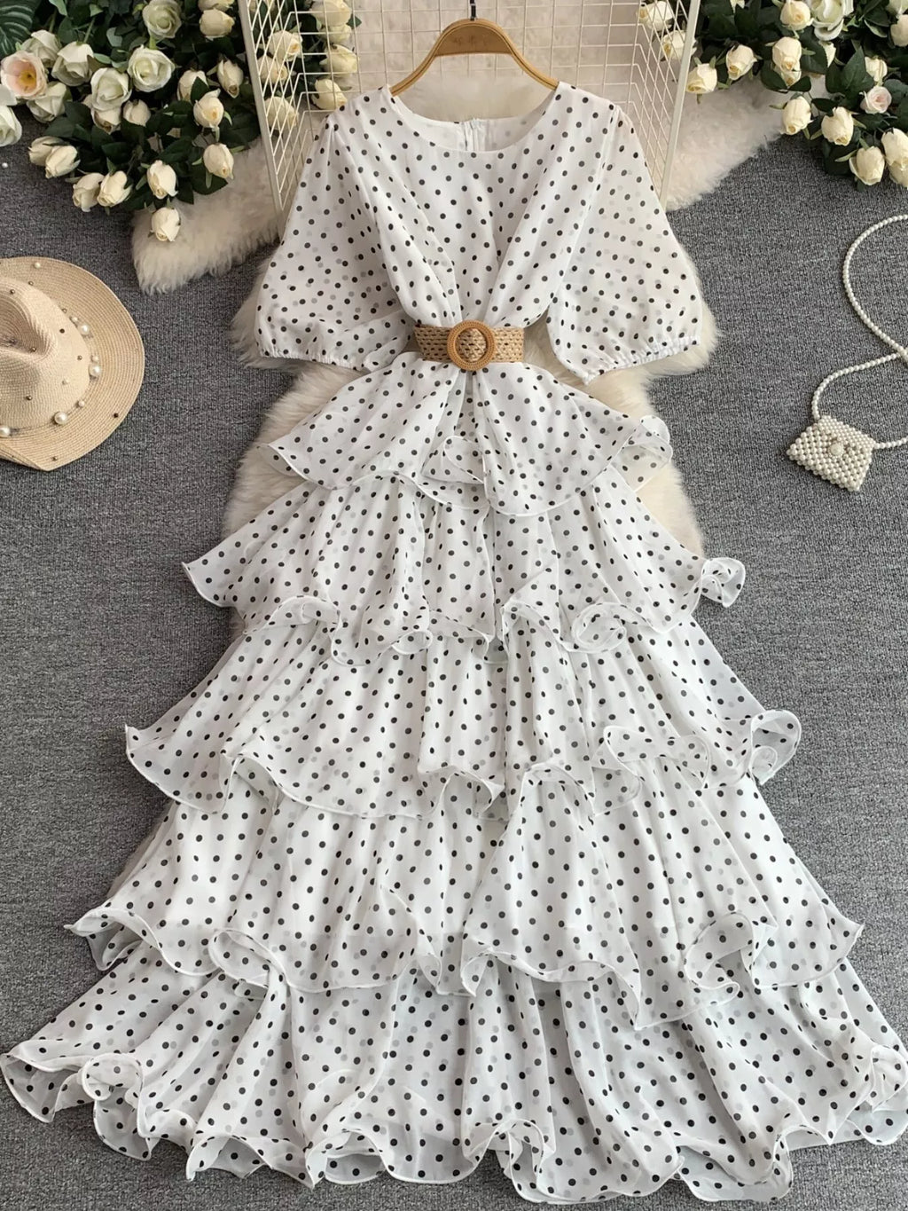 Polka Dot Ruffled Tiered Dress