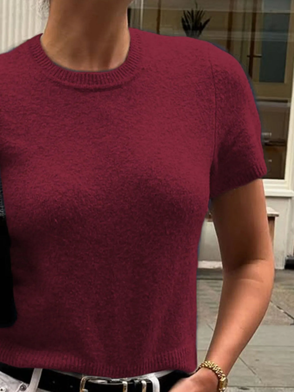 Round Neck Short Sleeve Sweater