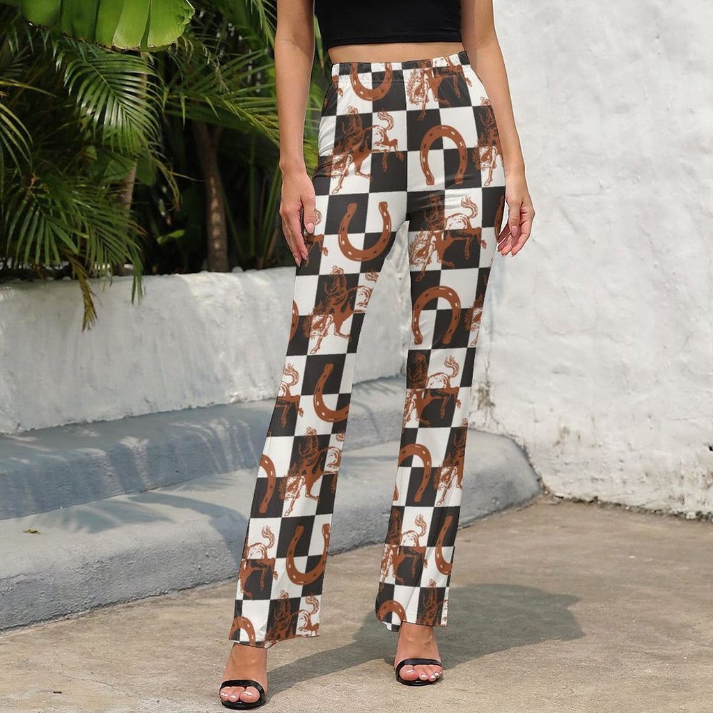 Baha Ranch Checkered Rodeo Flare Pants