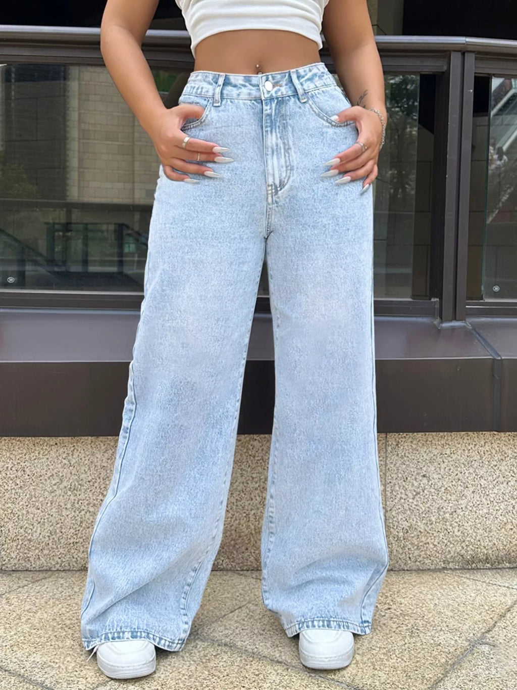 High-Waisted Wide Leg Jeans