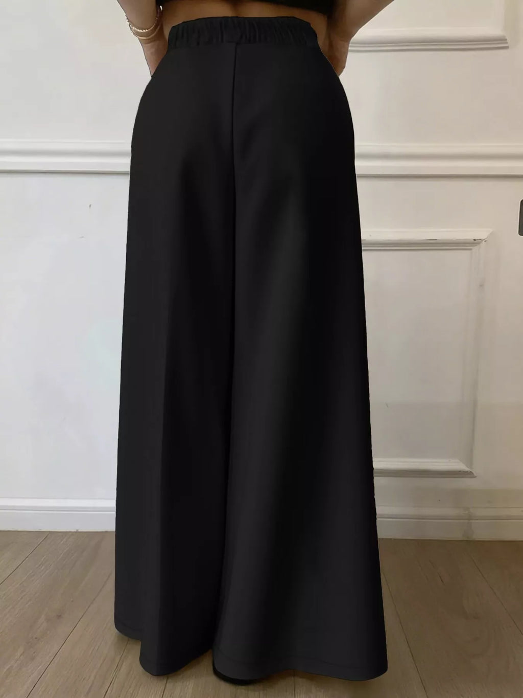 Plus Size Elastic Waist Wide Leg Pants