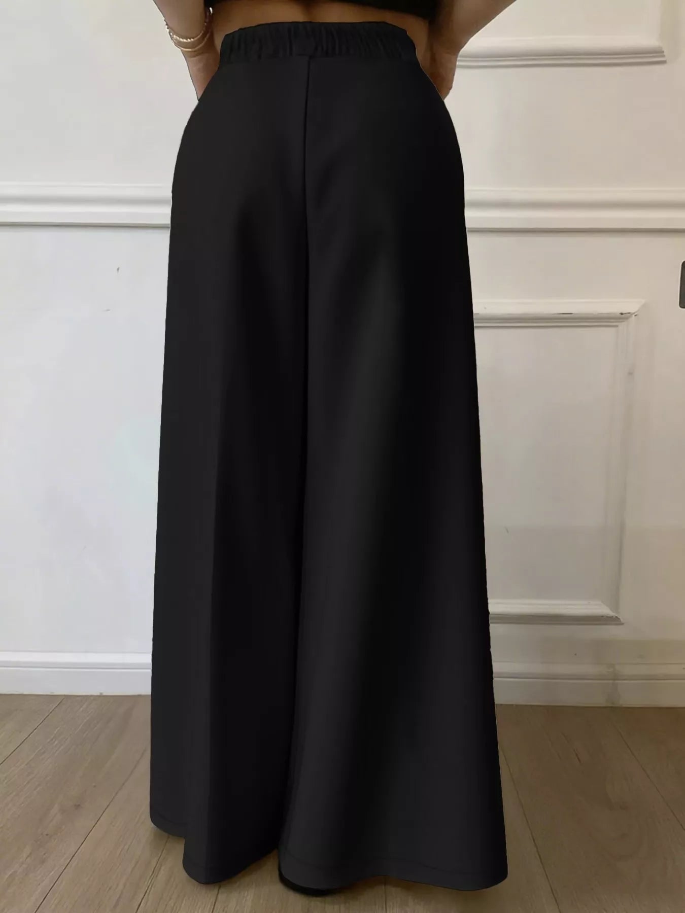 Plus Size Elastic Waist Wide Leg Pants
