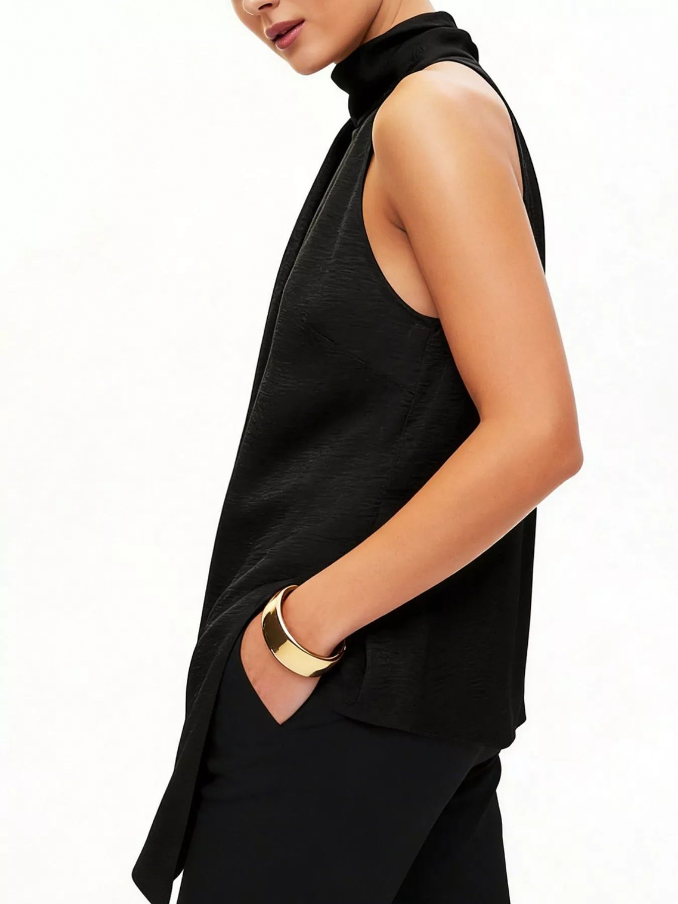 Elegant Halter Neck Asymmetrical Sleeveless Top