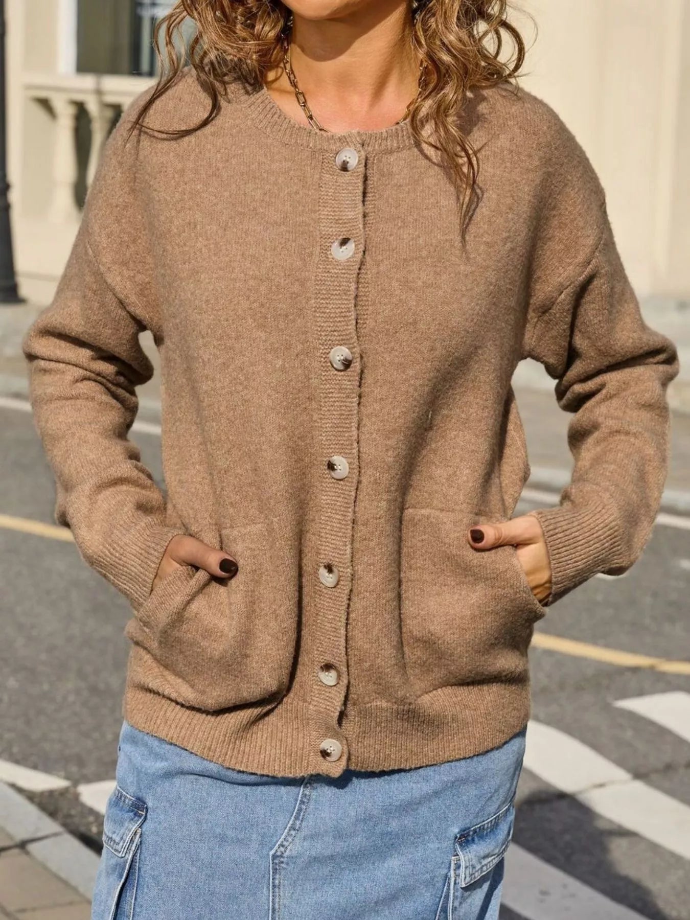 Casual Button-Down Knit Cardigan