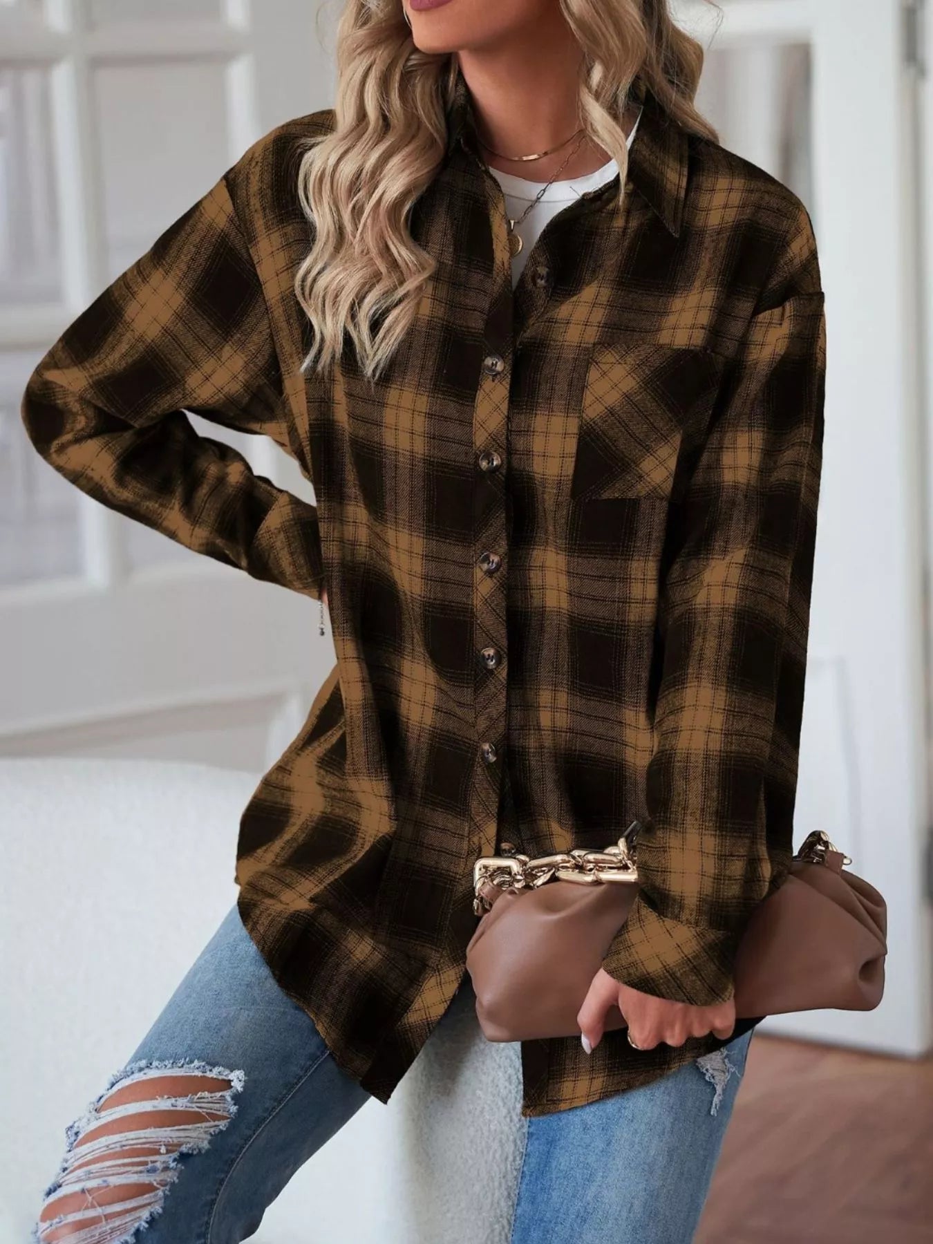 Casual Plaid Button Up Shirt