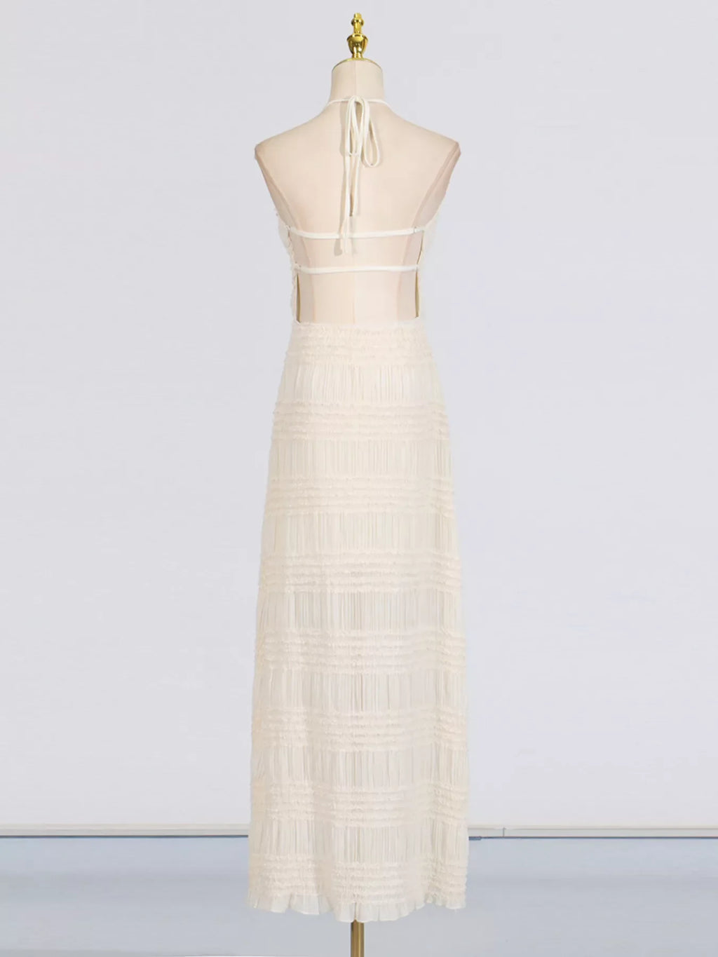 Ruched Halter Neck Maxi Dress