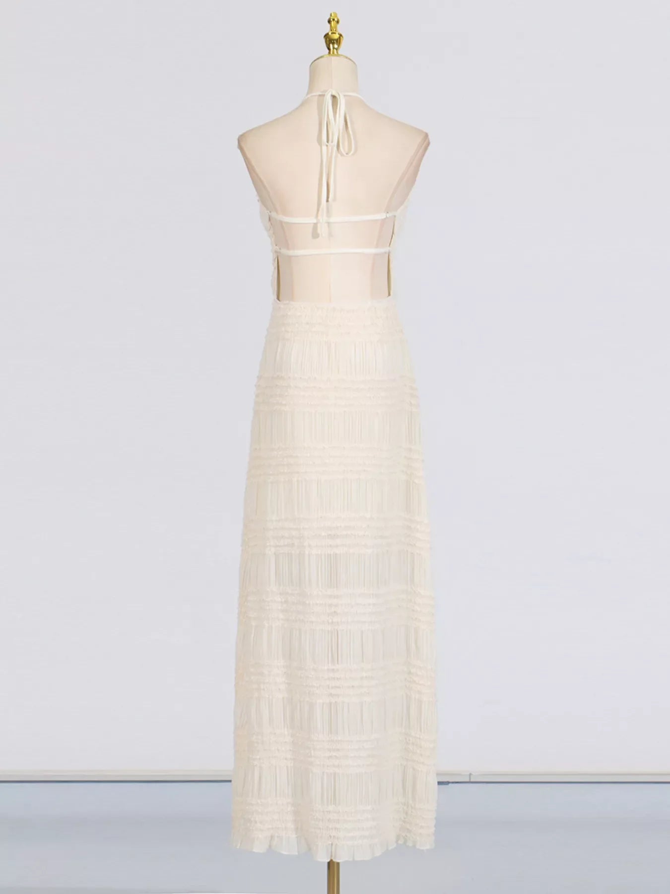 Ruched Halter Neck Maxi Dress