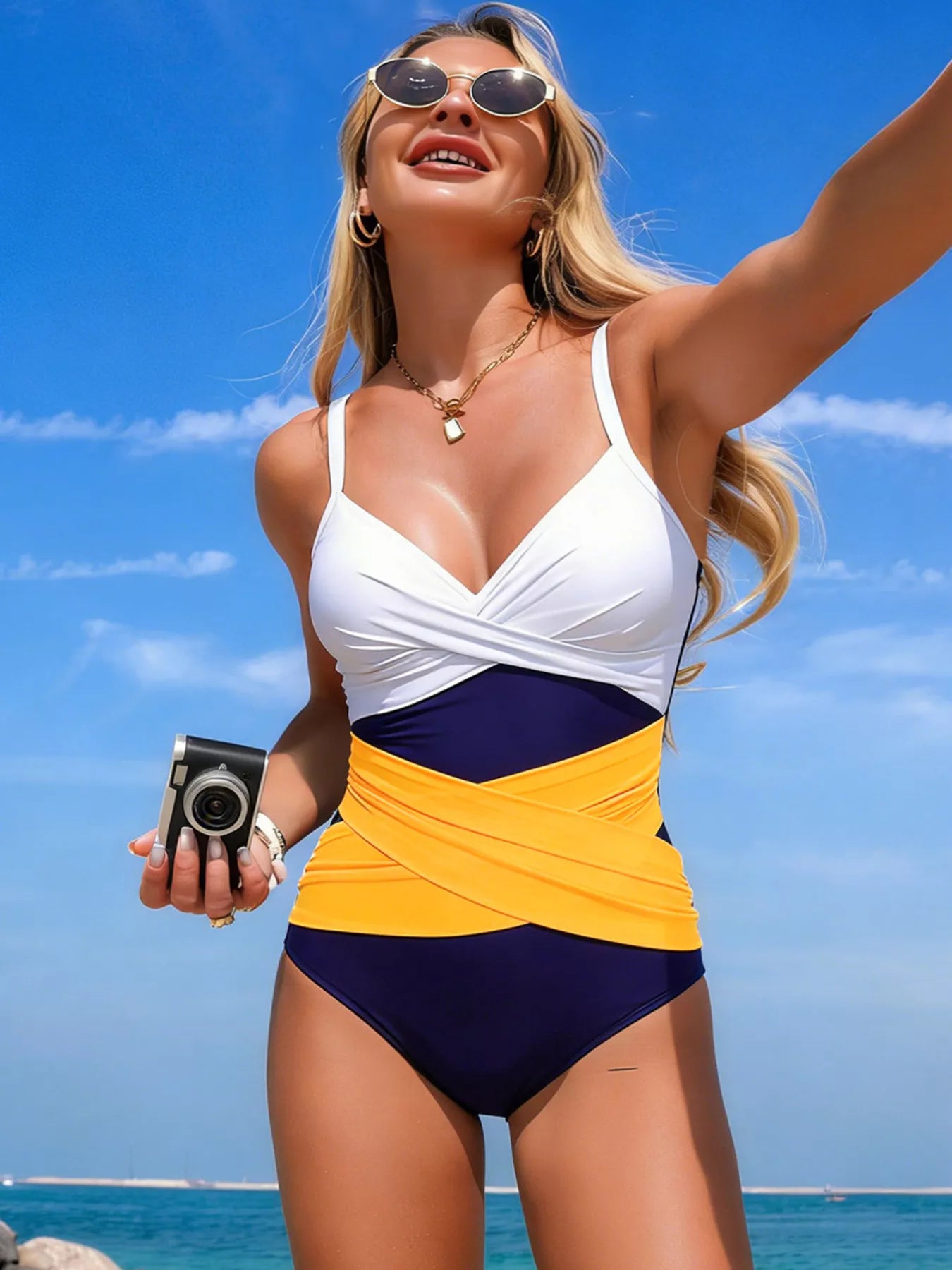 Color Block One-Piece Swimsuit