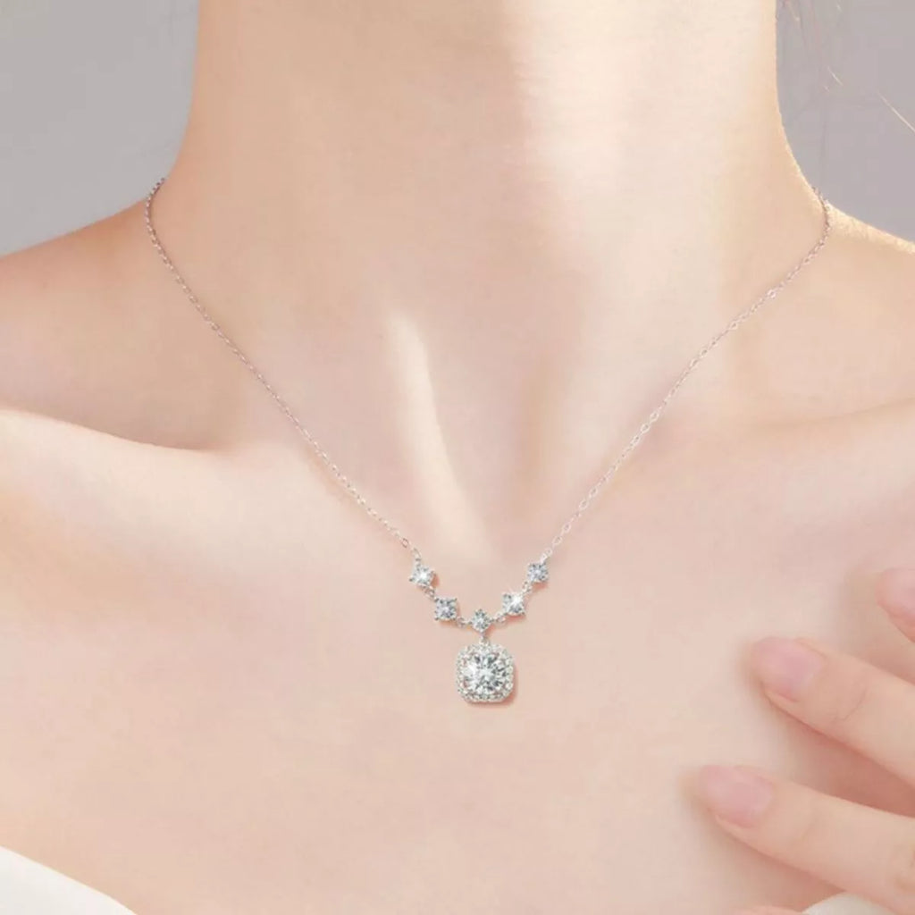 2 Carat Moissanite 925 Sterling Silver Pendant Necklace