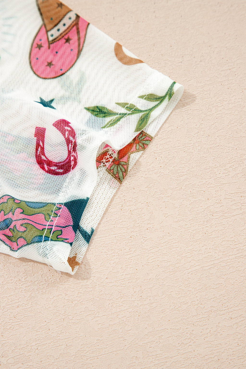 Western LOVE WILD DREAMER Sheer Mesh Graphic Top