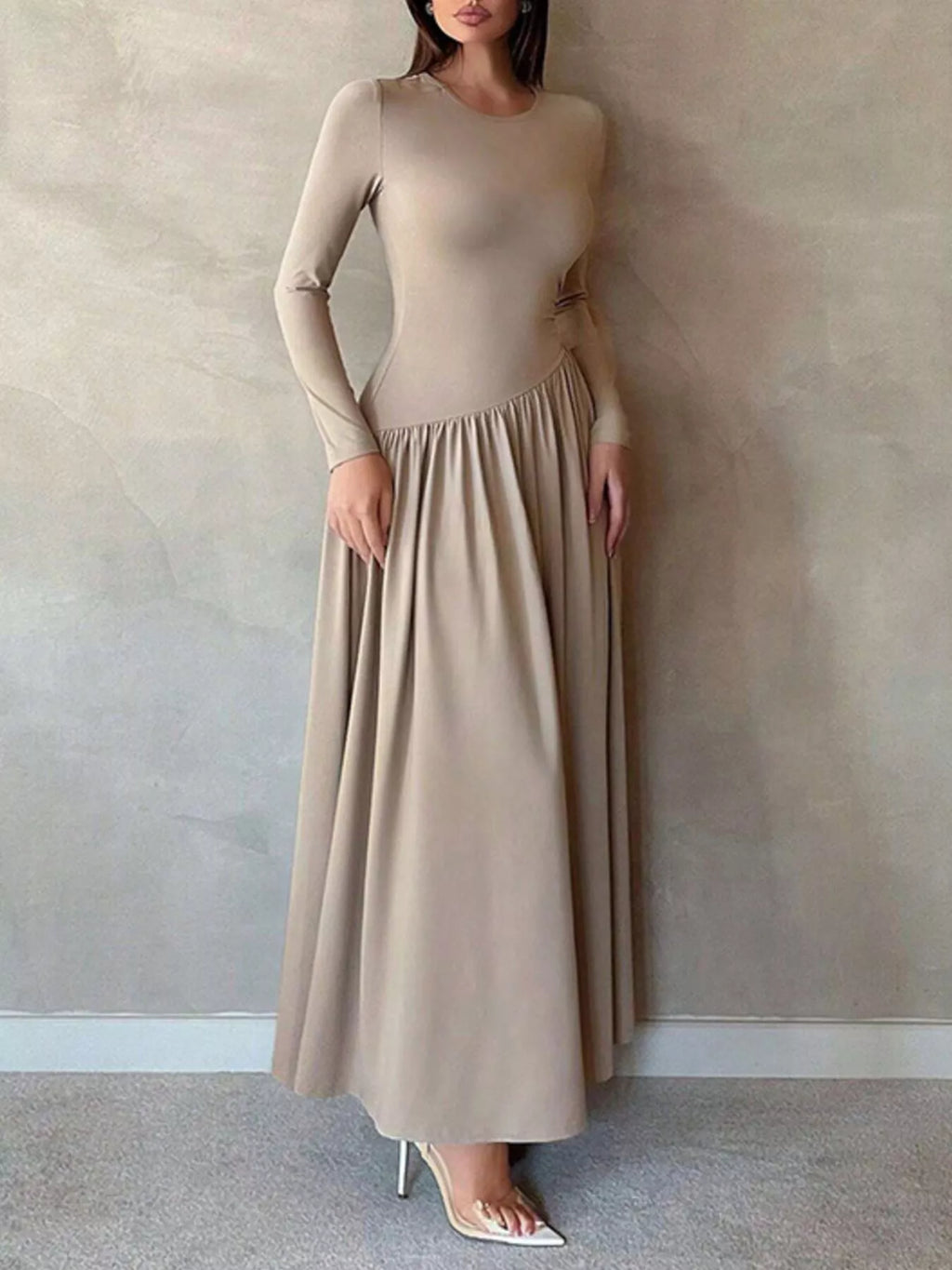 Long Sleeve A-Line Maxi Dress