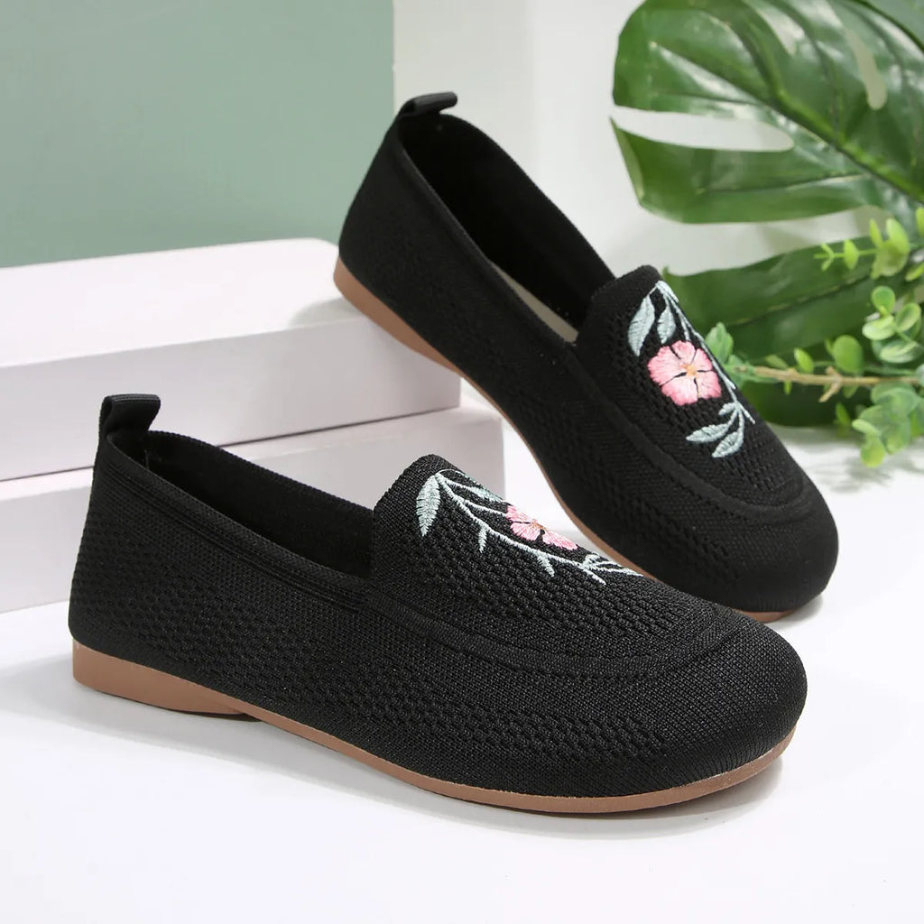 Embroidered Mesh Slip-Ons