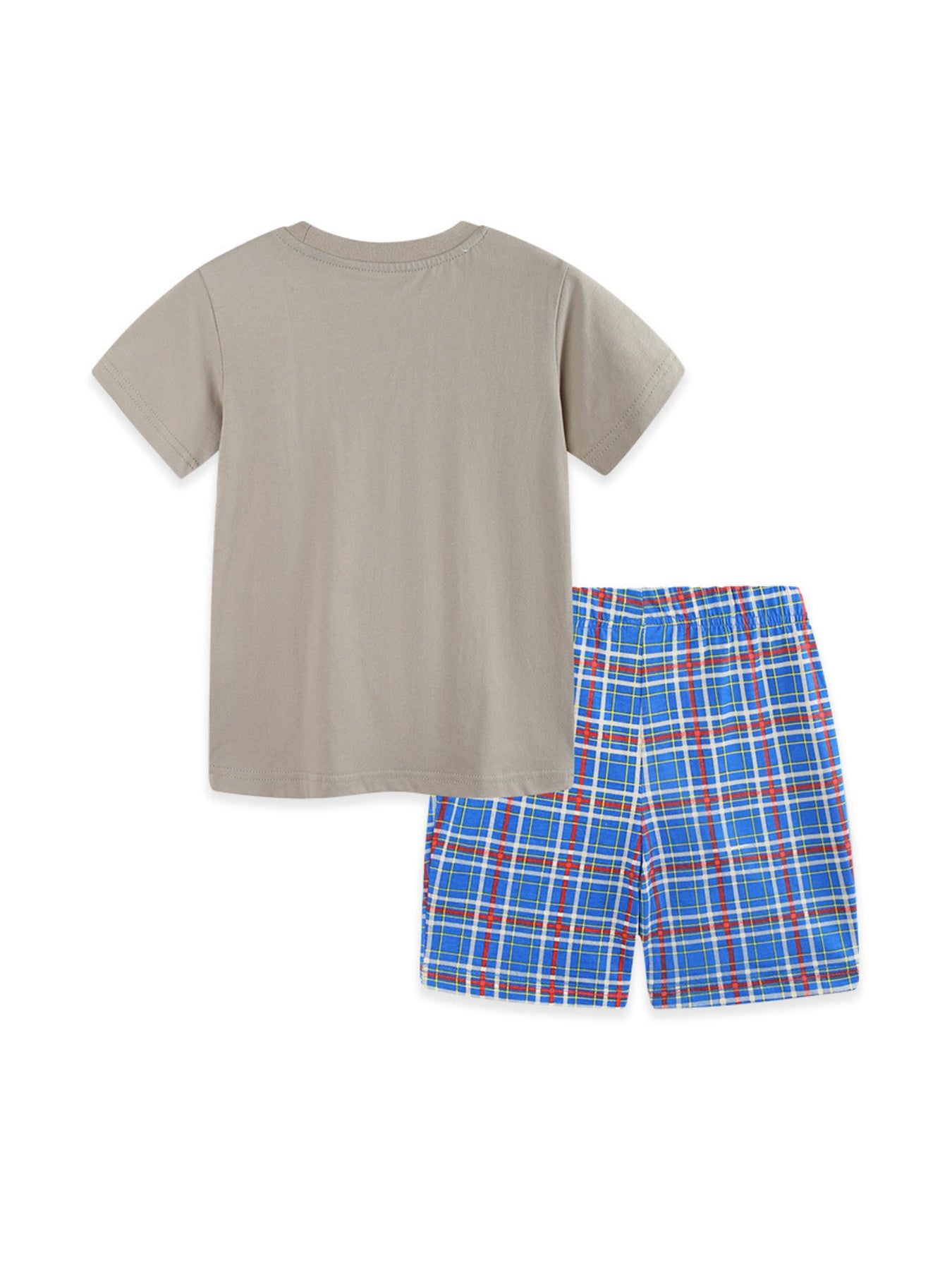 Children's Airplane Graphic Tee & Plaid Shorts Set