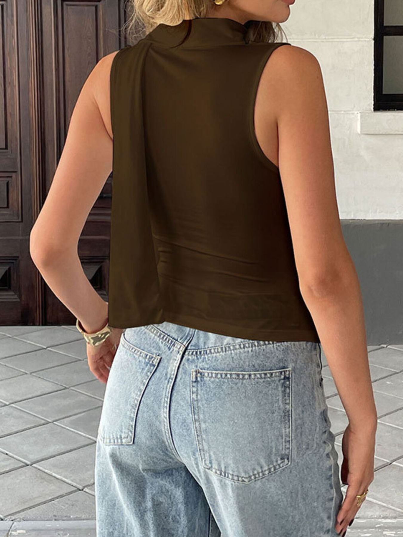 Cowl Neck Ruched Cami
