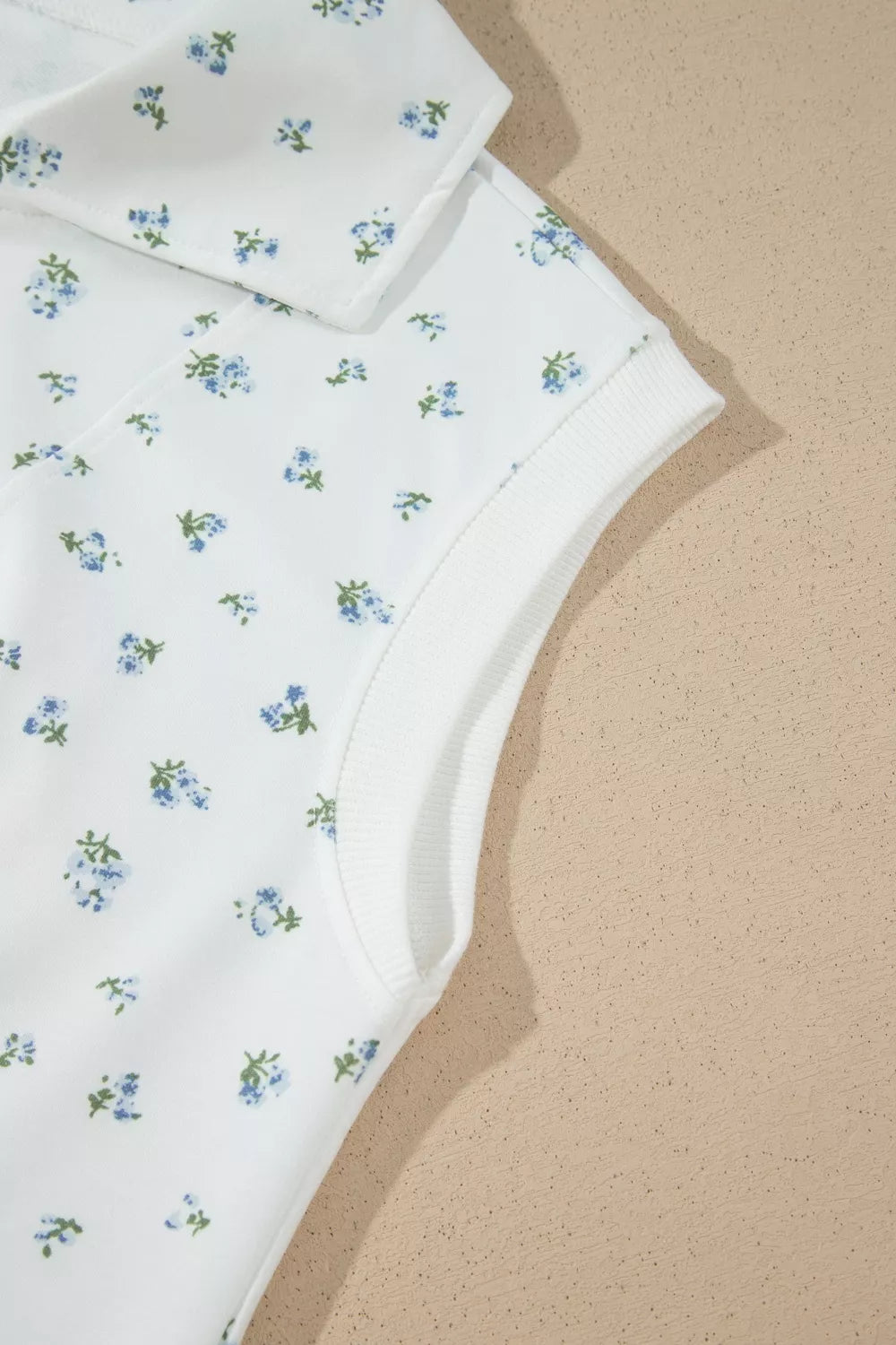 Floral Print Half Zip Top Matching Short Set