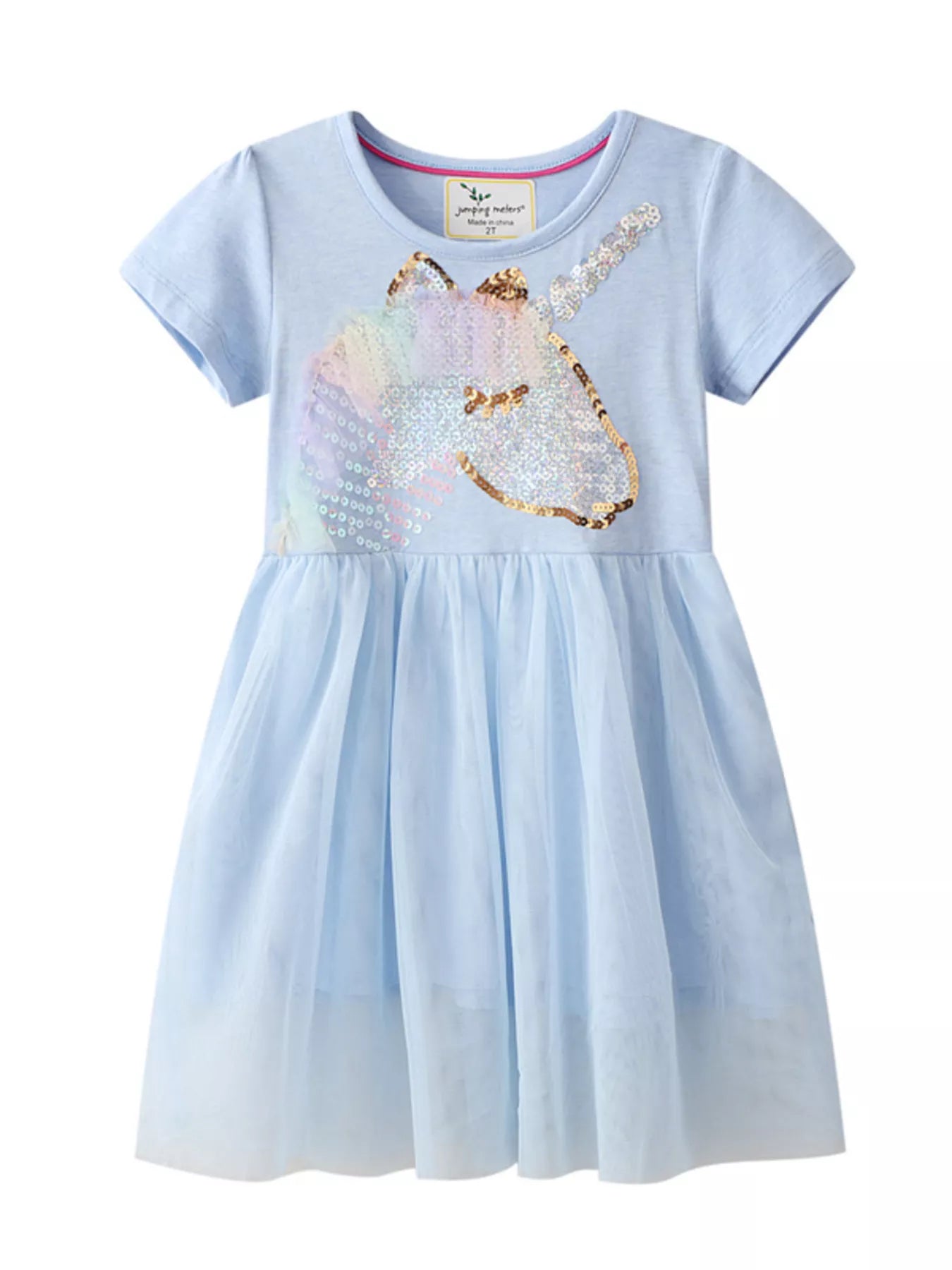 Children's Sequin Round Neck Tulle Dress