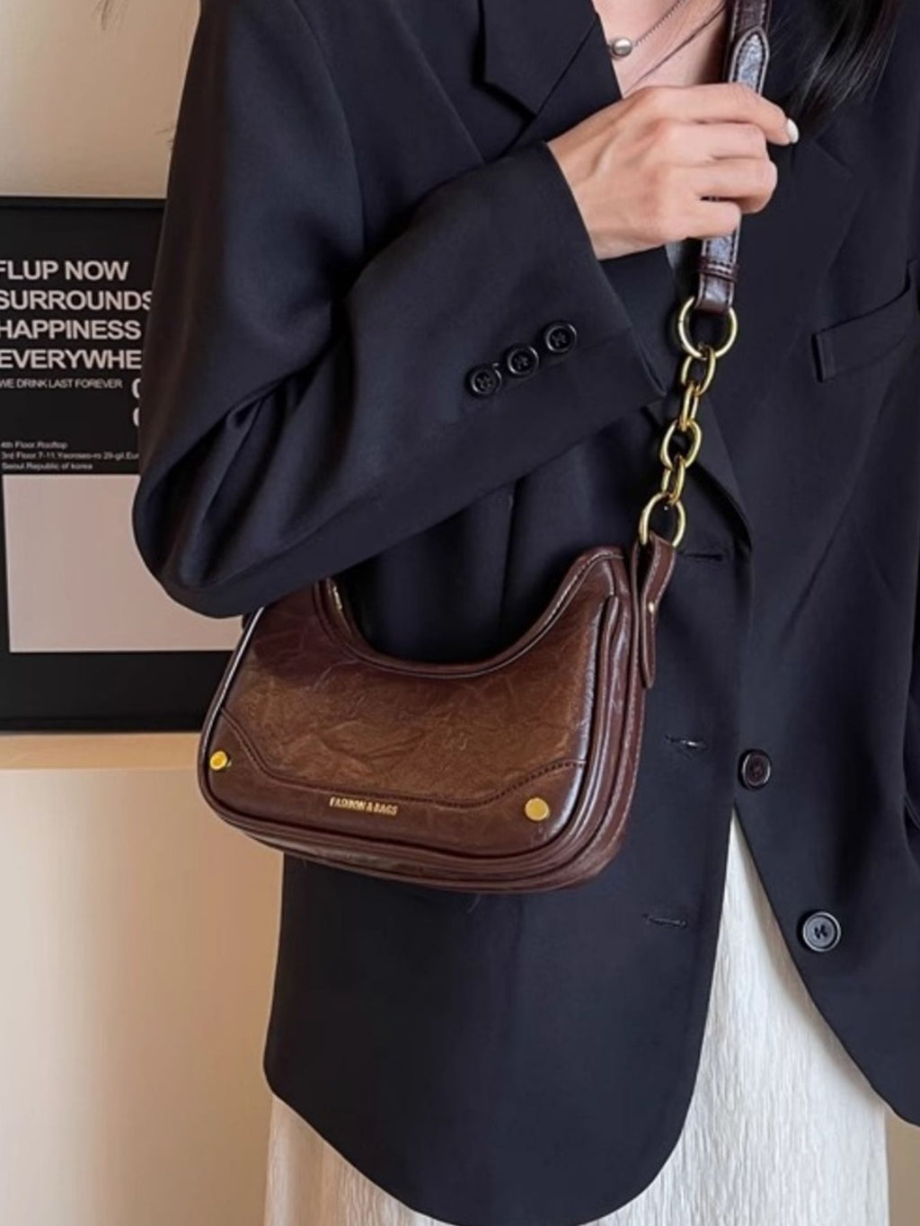Chain Accent Shoulder Bag