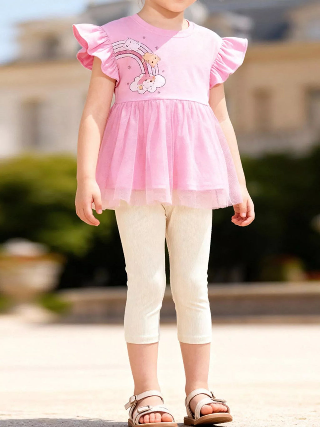 Children's Ruffled Cap Sleeve Top and Pants Set