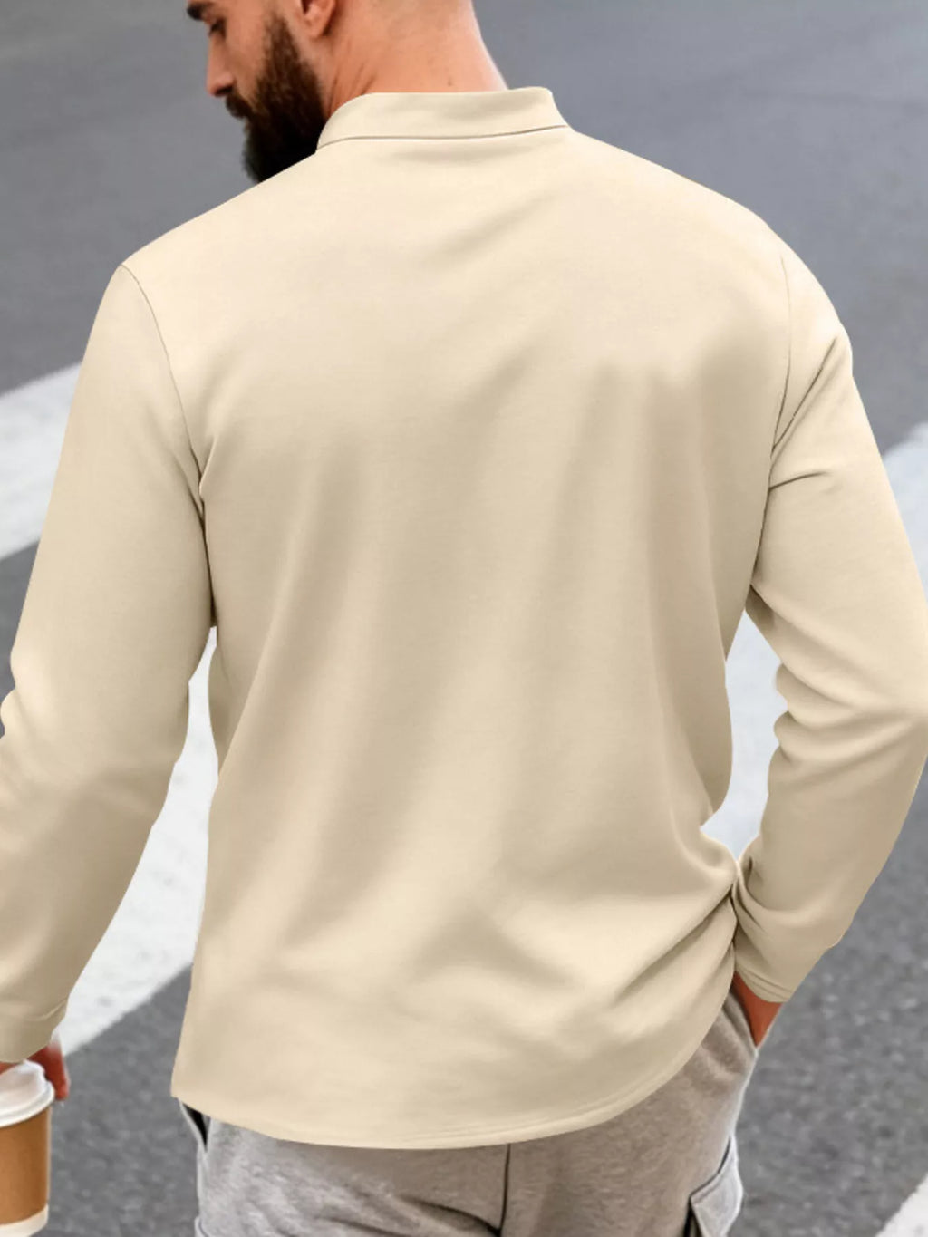 Men's Full Size Button Detail Long Sleeve Shirt Plus Size
