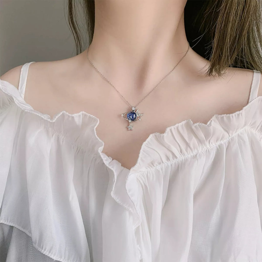 925 Sterling Silver Planet Pendant Necklace