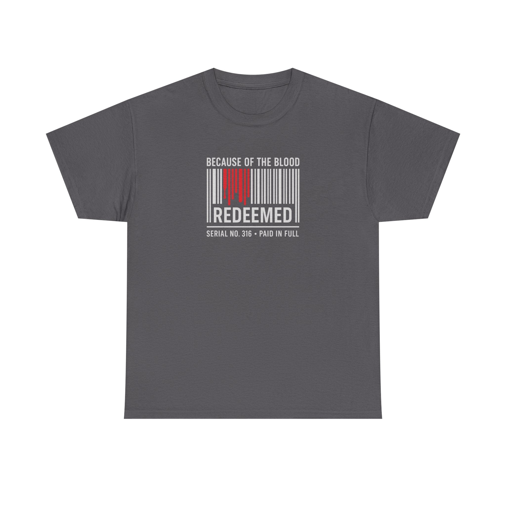 Because of the Blood Unisex Tee — Revelation 1:5 Inspirational Redemption T-Shirt