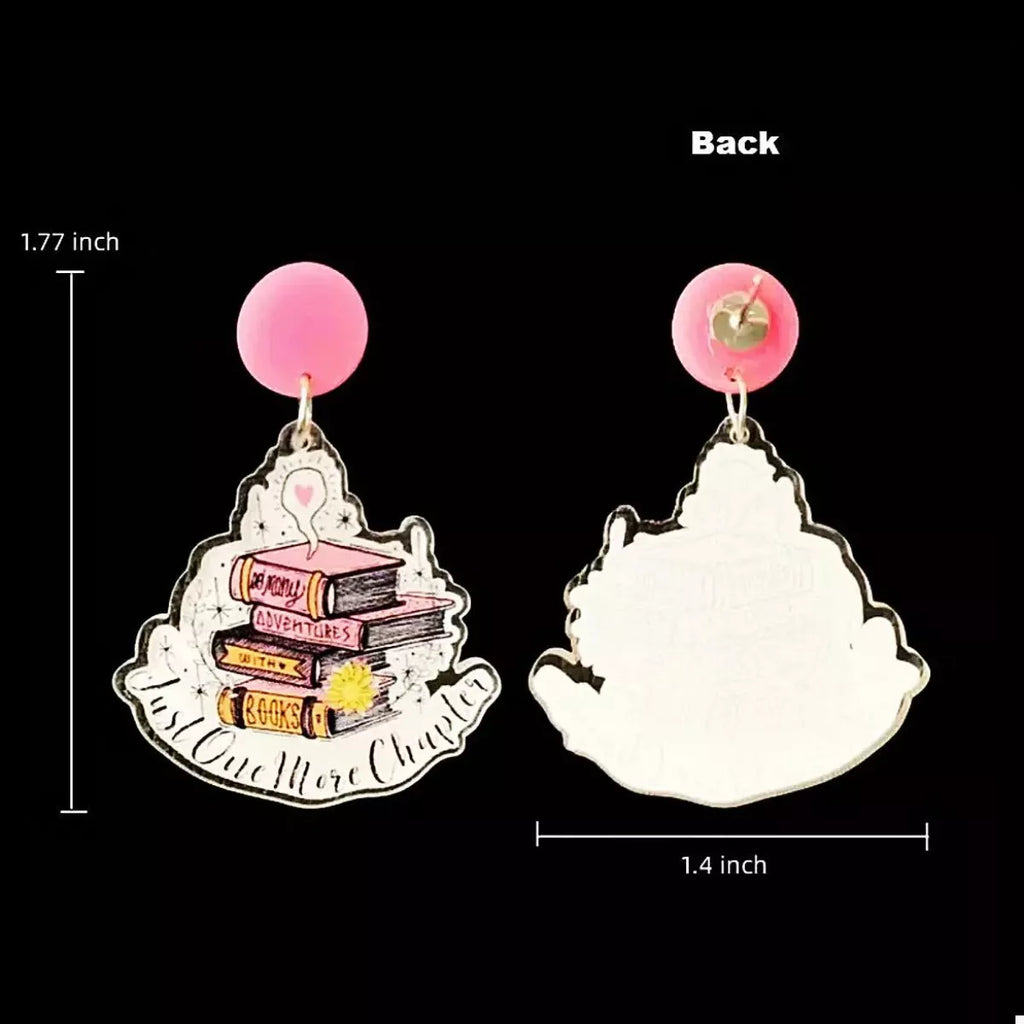 Book Stack Acrylic Drop Earrings