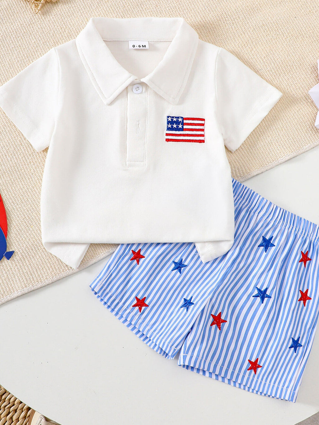 Children's Patriotic American Flag Embroidered Outfit Set