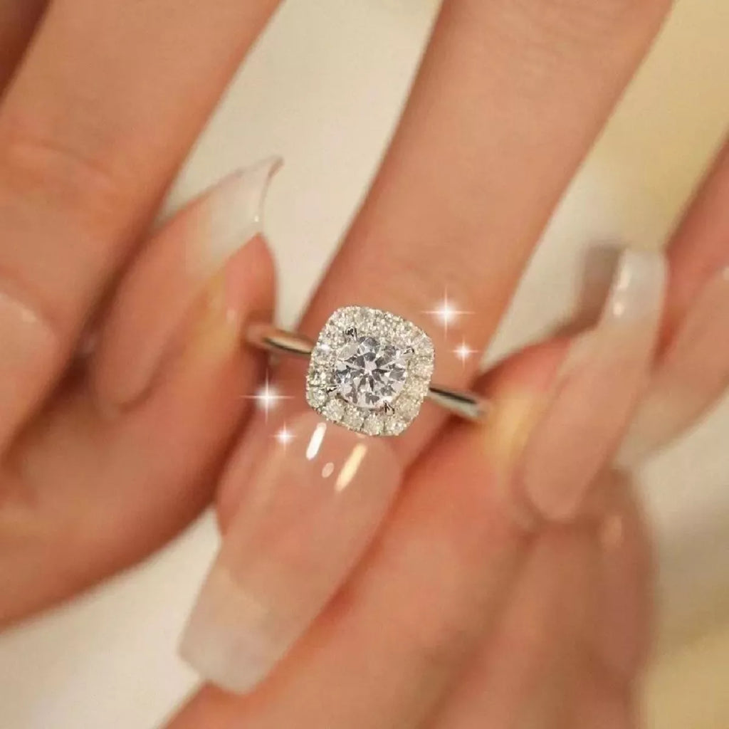 1 Carat 925 Sterling Silver Moissanite Square Ring
