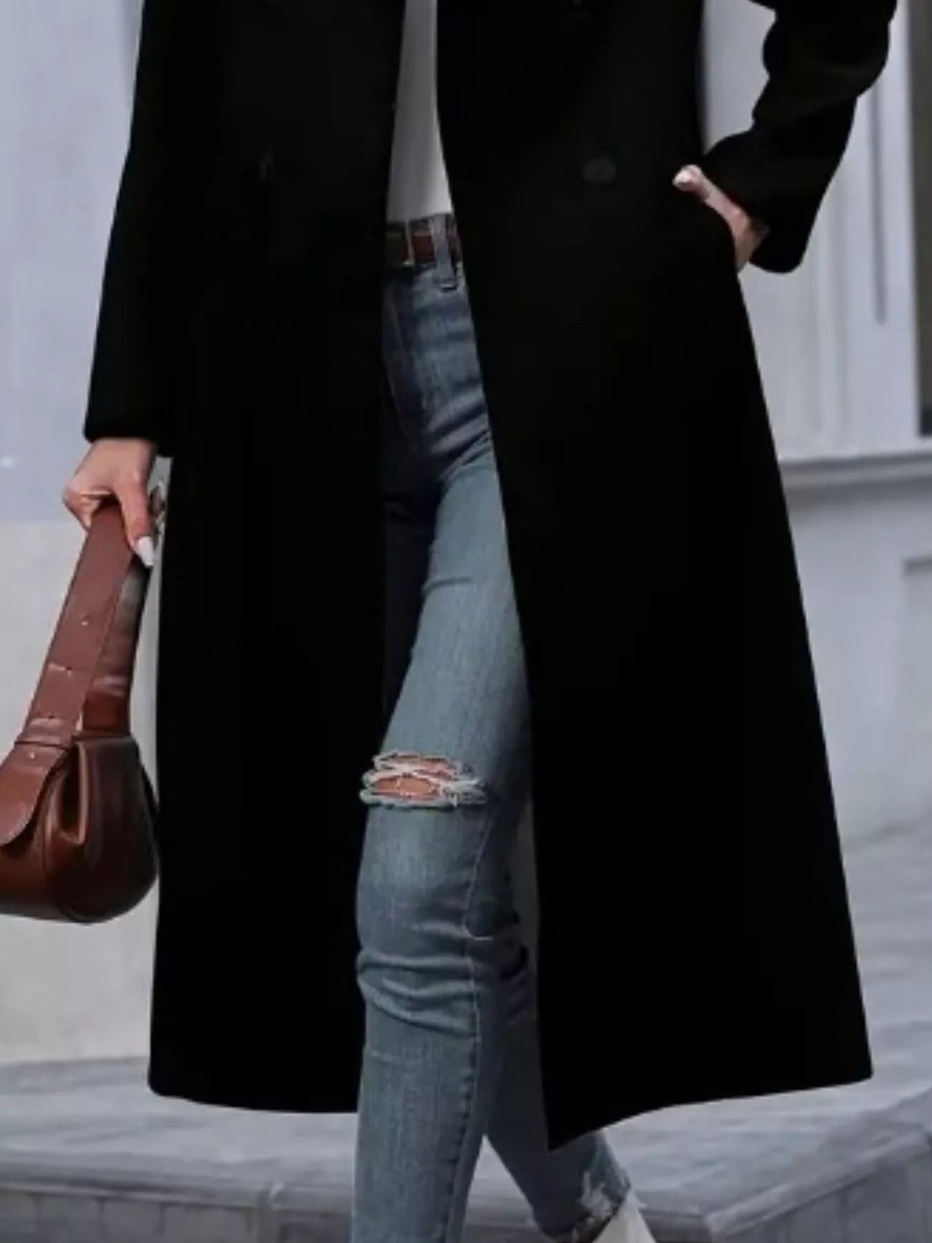 Double-Breasted Longline Overcoat