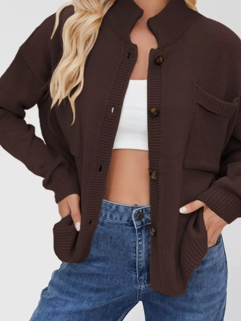 Casual Knit Button-Down Cardigan