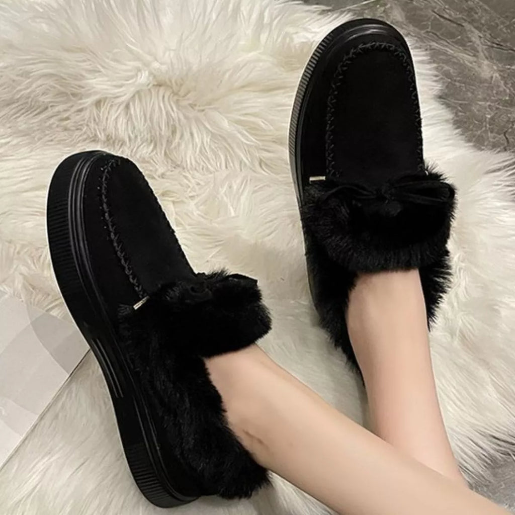 Fuzzy Round Toe Slip-Ons