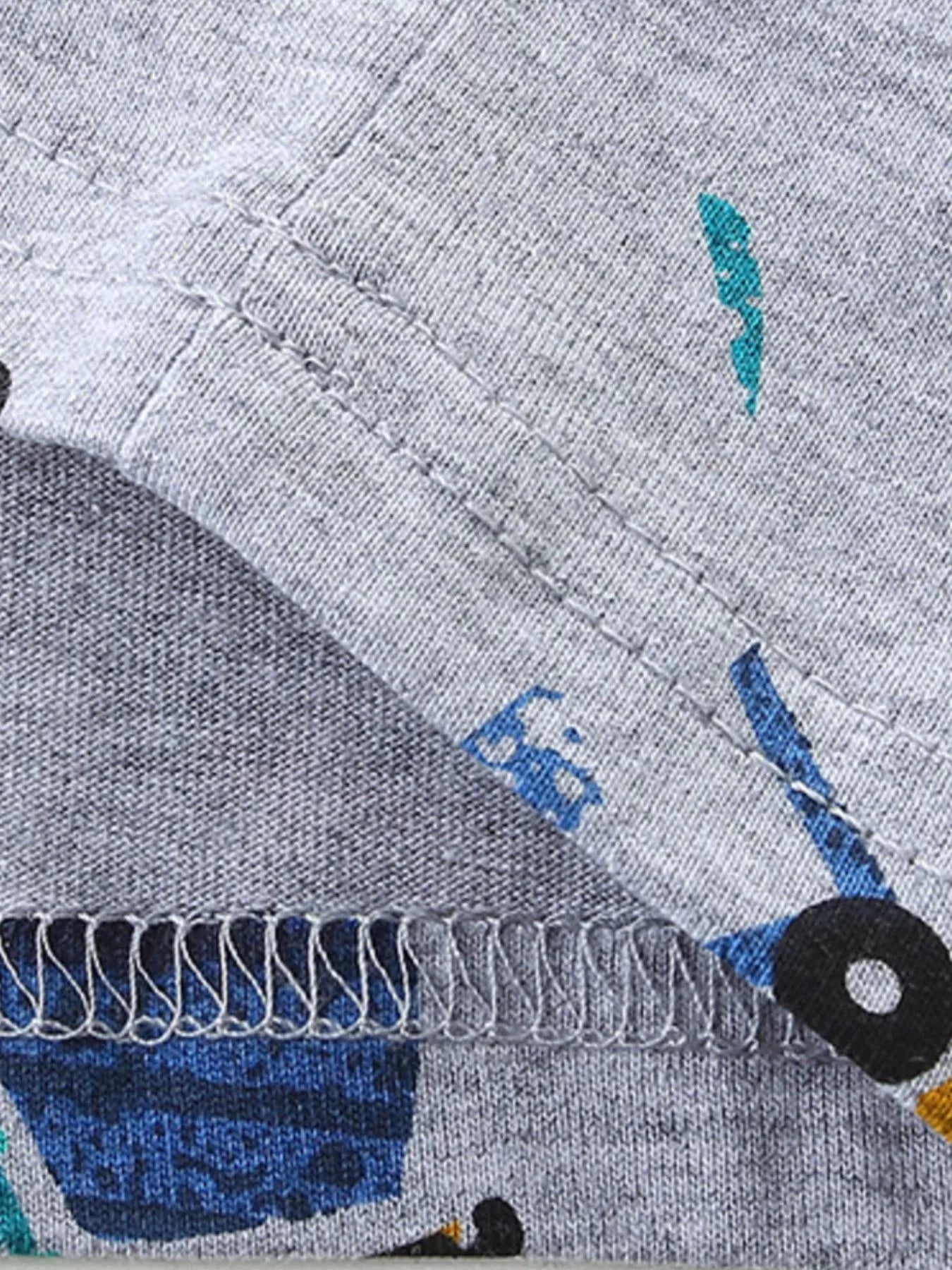 Children's Excavator Print Round Neck T-Shirt