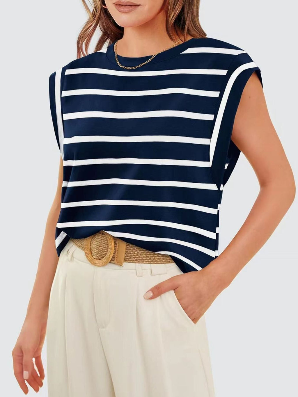 Striped Round Neck Tank