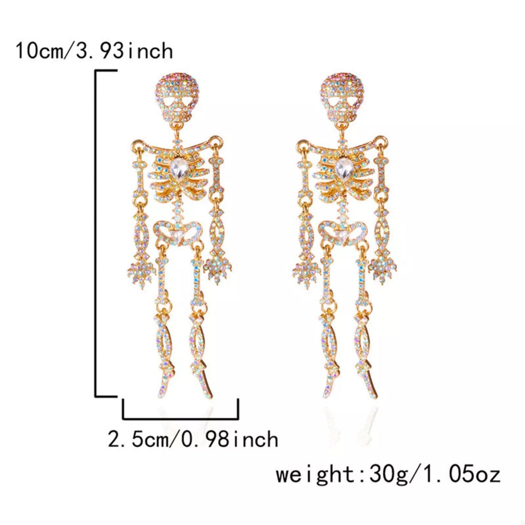 Halloween Skeleton Skull Zircon Drop Earrings