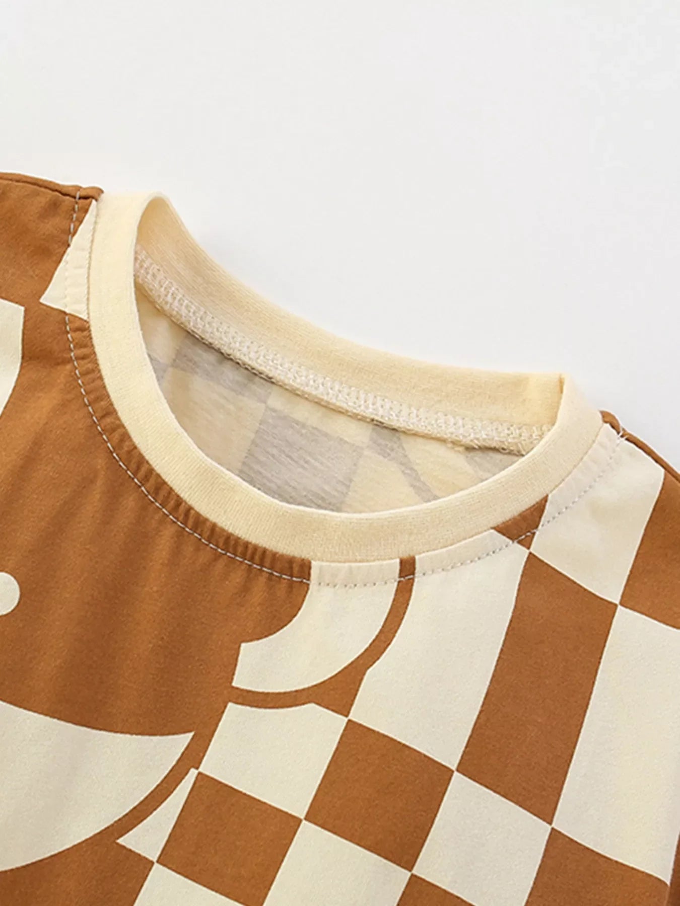 Children's Checkerboard Bear Print Casual Kids Set