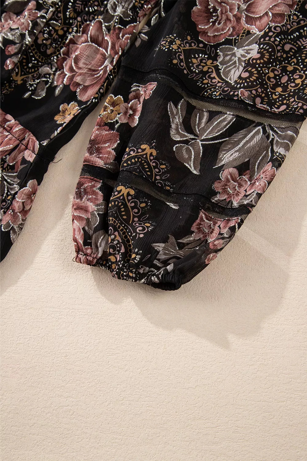 Floral Print Tie Neck Mini Dress
