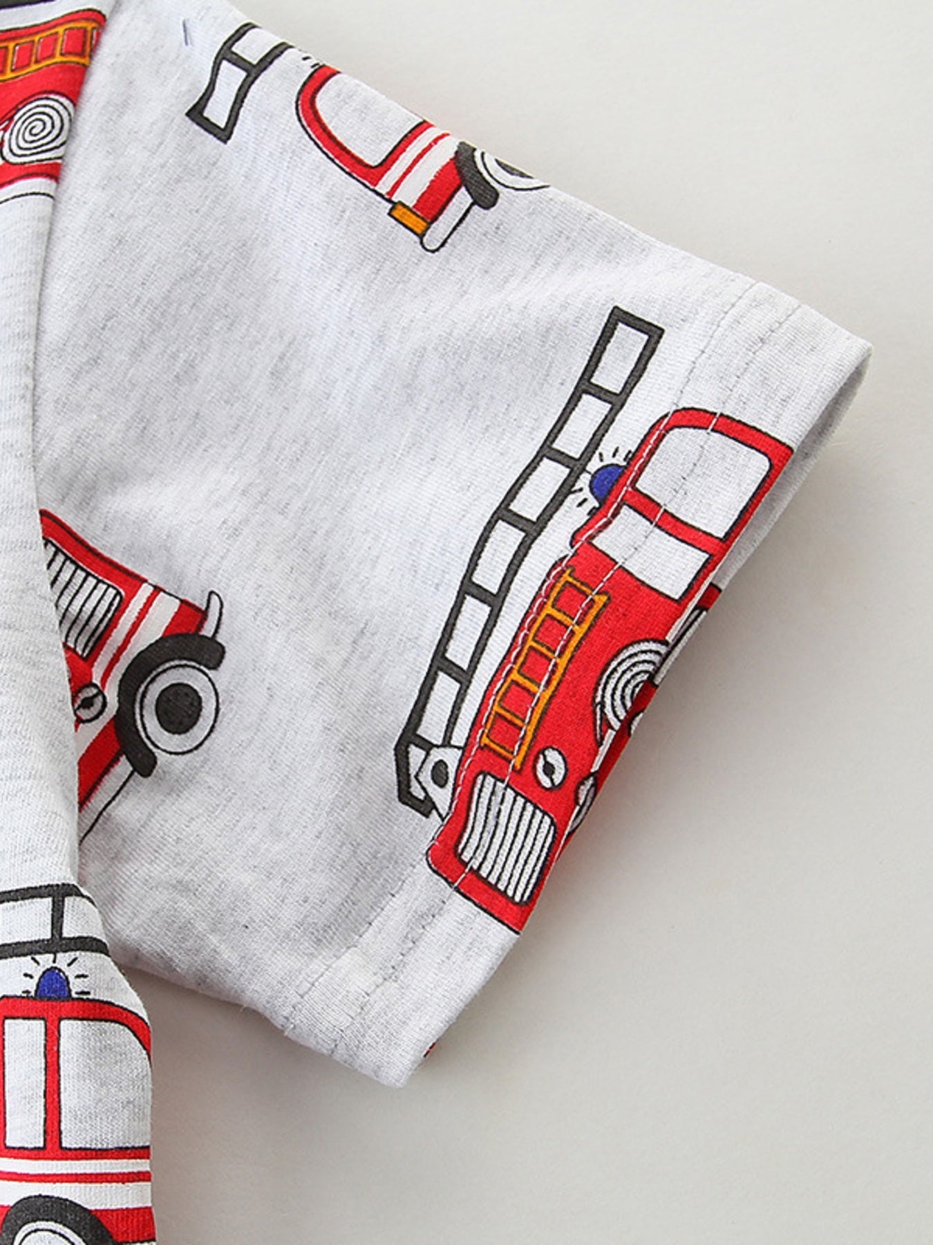 Children's Fire Truck Print Crew Neck T-Shirt