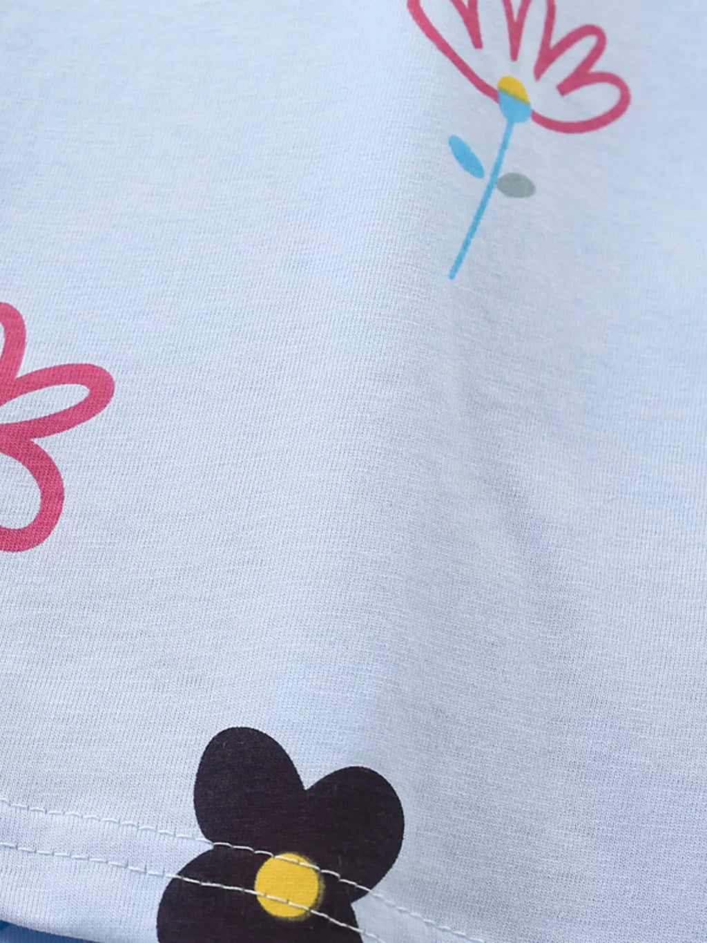Children's Floral Print Round Neck Top and Shorts Set
