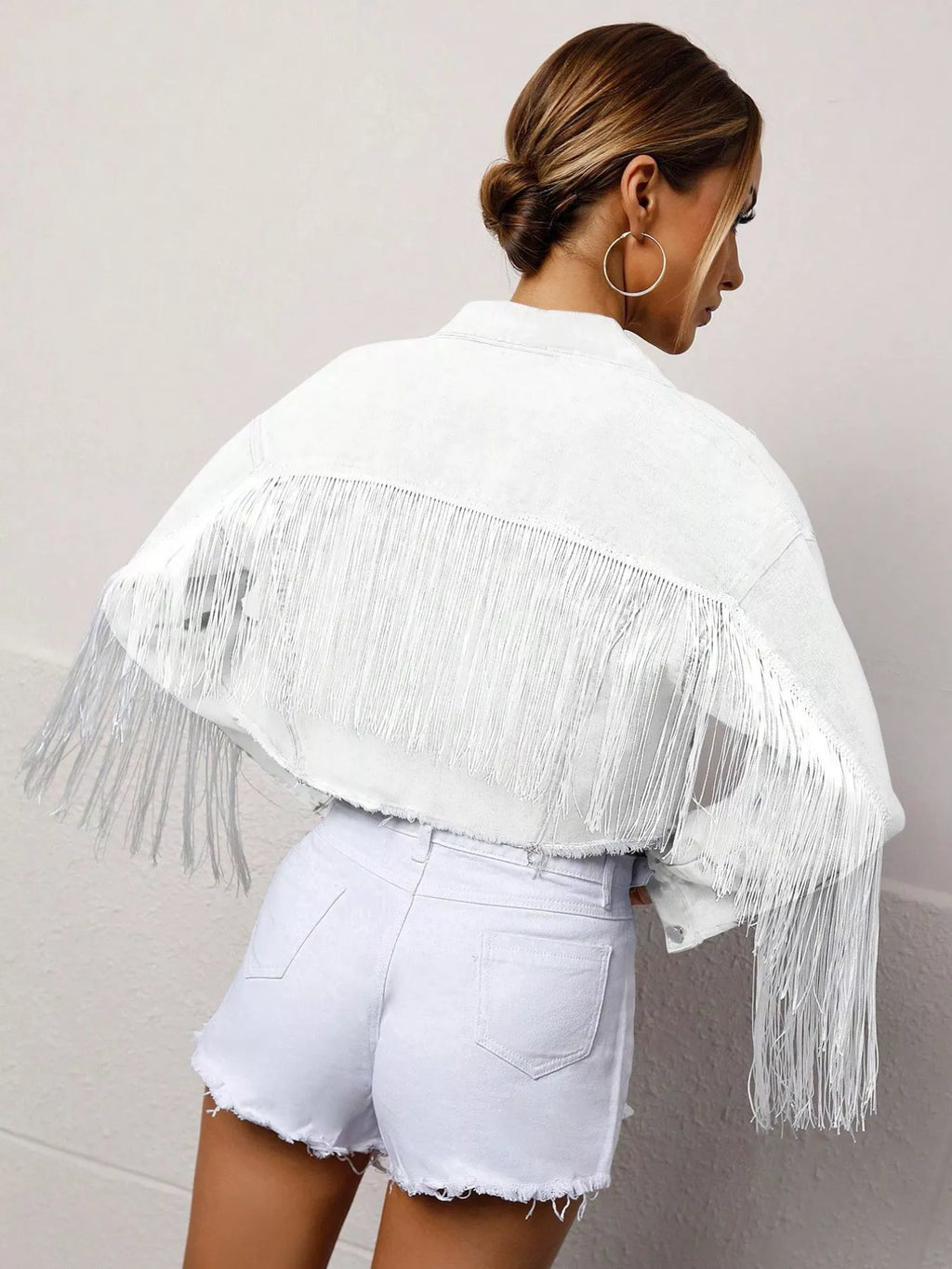 Fringed Cropped Denim Jacket