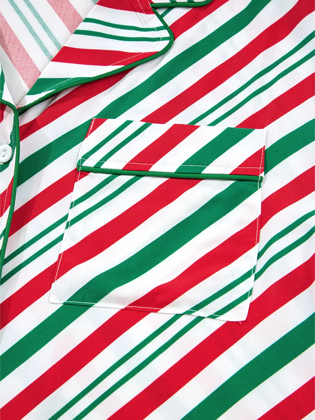 Stripe Contrast Velvet Ribbon Knot Christmas 2pcs Pajama Set
