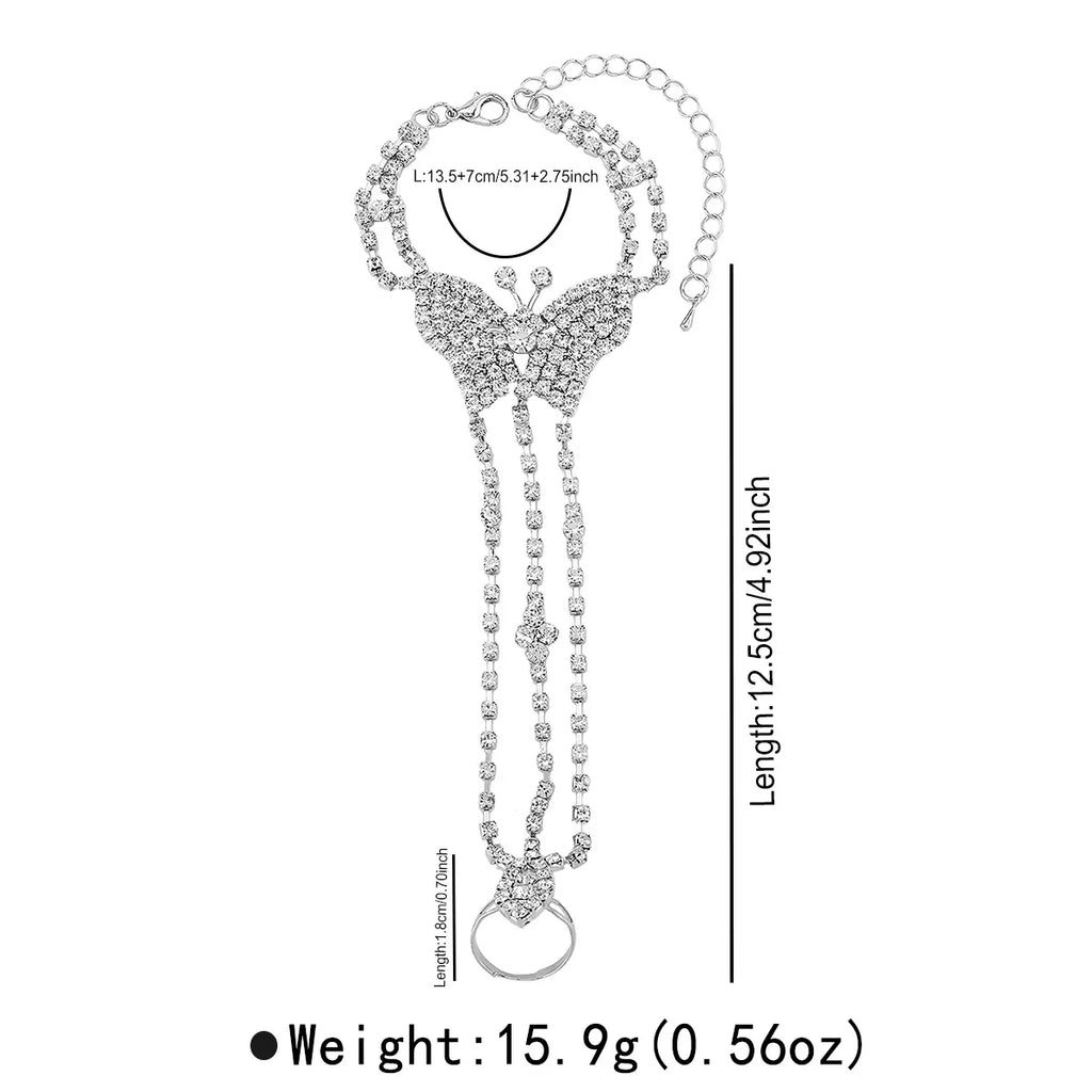 Rhinestone Butterfly Hand Chain Bracelet
